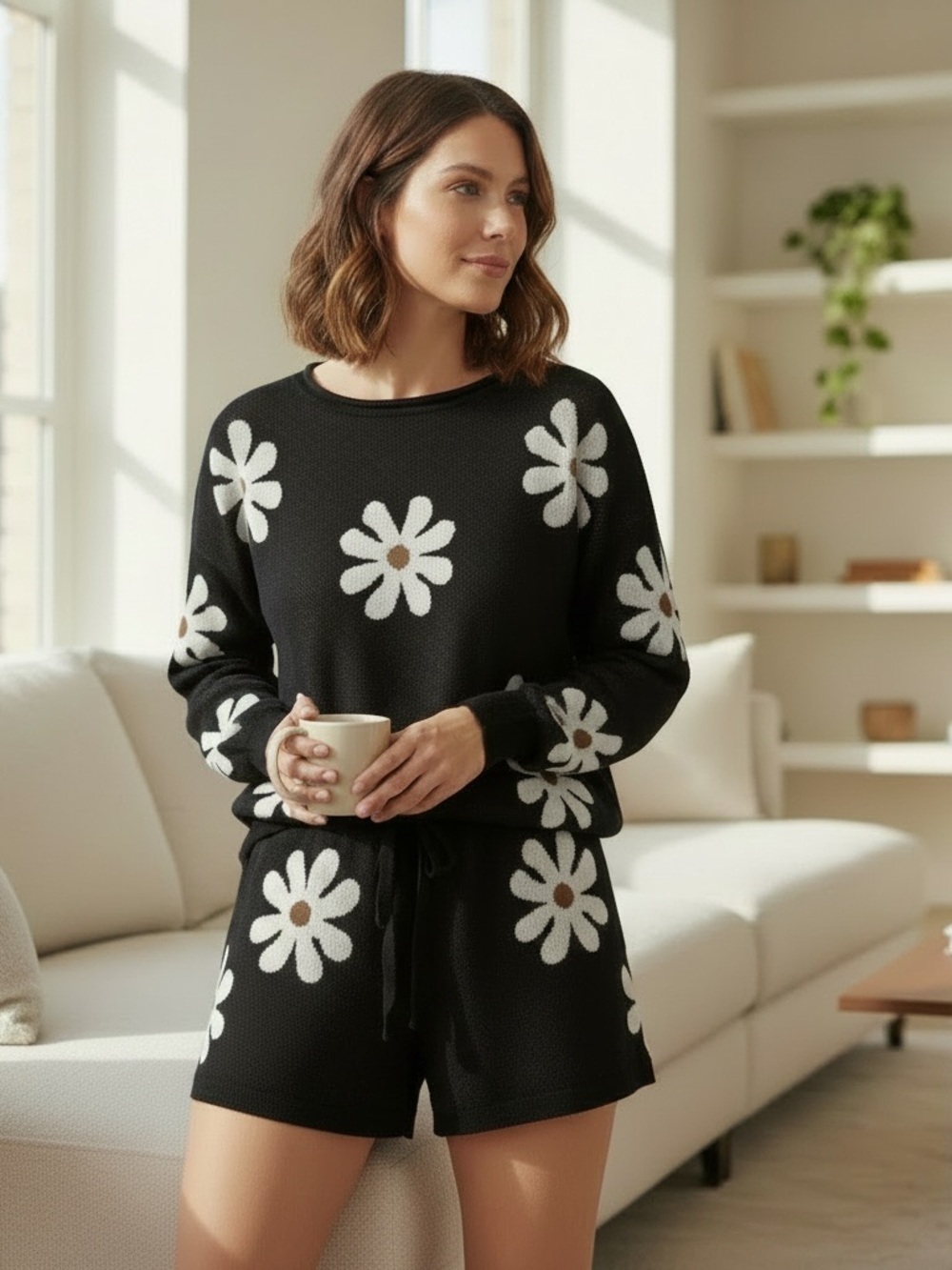 Ekouaer Fuzzy Knit Lounge Set